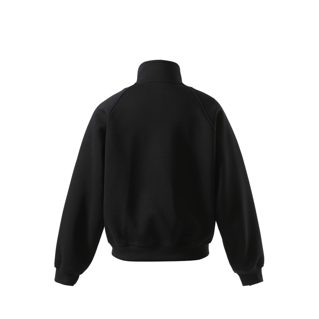 Unisex Kurz geschnittene Sweatblousonjacke mit hohem Stehkragen und Druckknopf‑Riegel Shop Nory