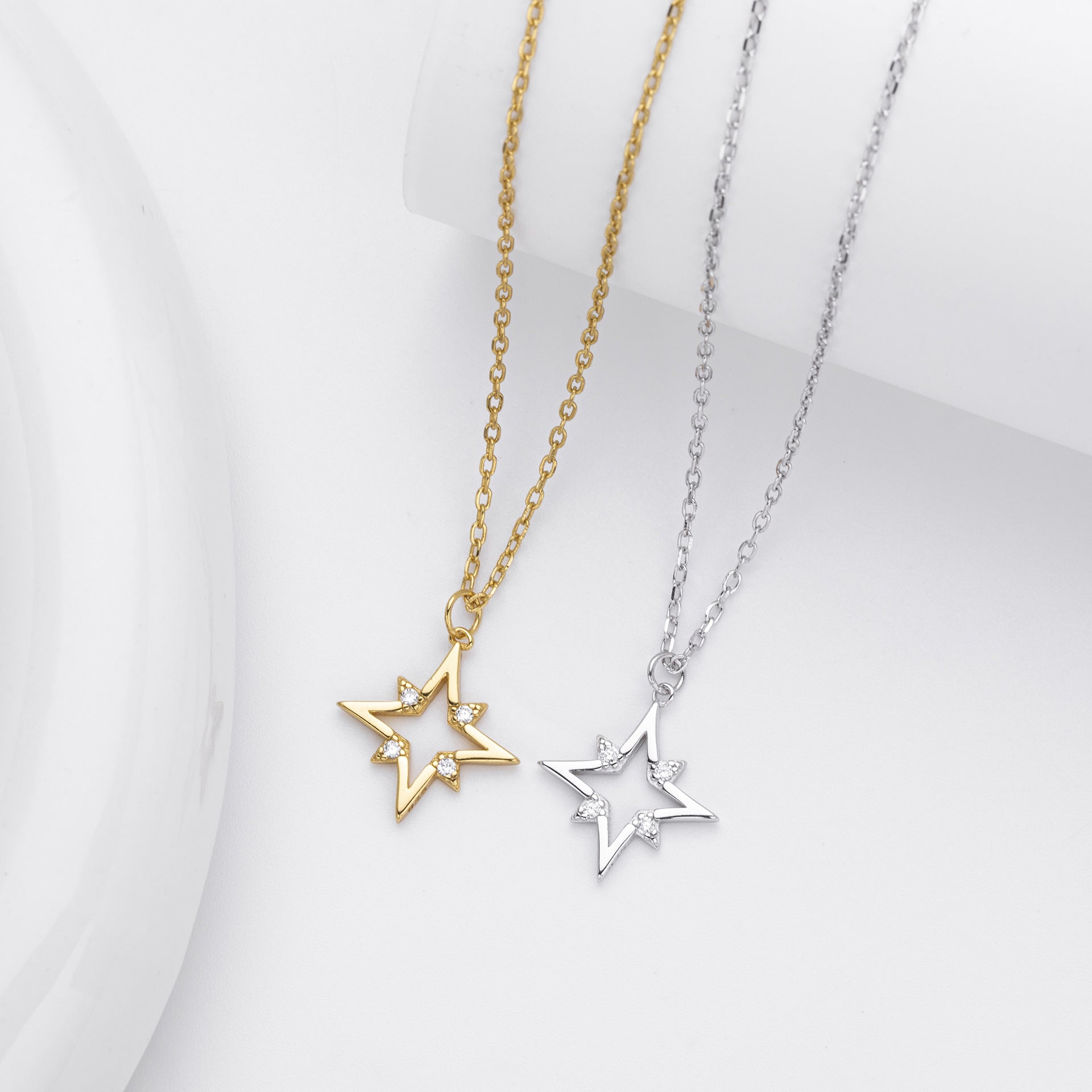 Damen Halskette mit funkelndem Sternenanhänger aus hochwertigem 925 Sterling Silber Shop Nory