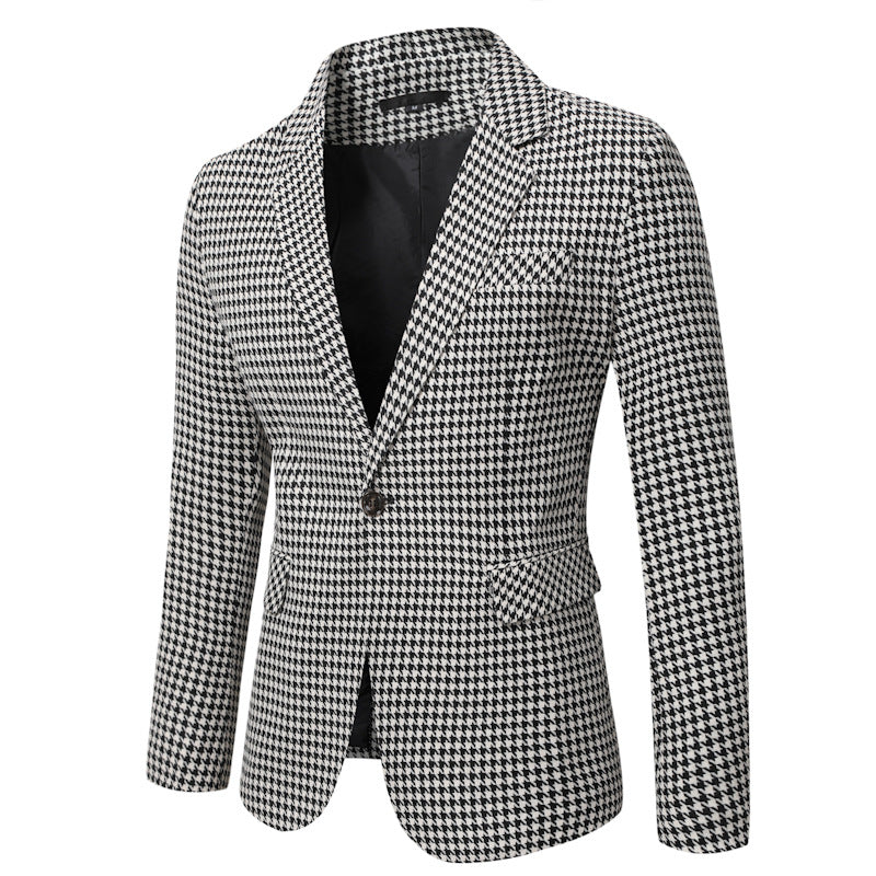 Herren tailliertes Sakko mit Hahnentritt-Muster, Reverskragen und Pattentaschen Shop Nory