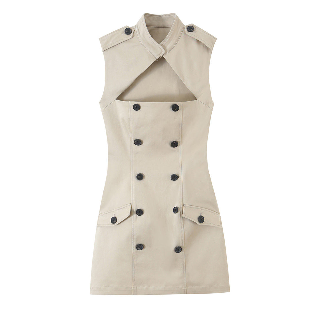 Damen Ärmelloses Trenchkleid mit Cut-Out und doppelreihiger Knopfleiste Shop Nory