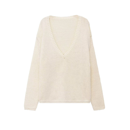 Damen Grobstrickpullover mit tiefem V-Ausschnitt und Oversize-Schnitt Shop Nory