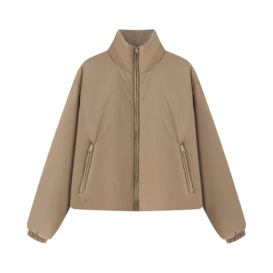 Damen Kurz gesteppte Steppjacke mit hohem Stehkragen und Reißverschlusstaschen Shop Nory