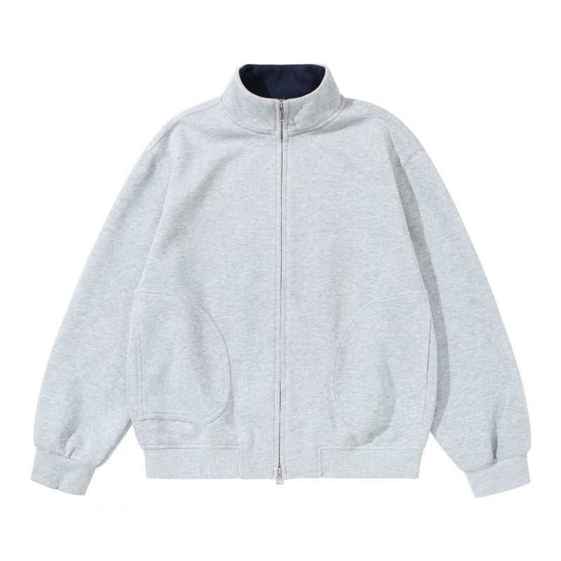 Unisex Sweatshirtjacke mit Stehkragen, Oversize-Passform und runden Eingrifftaschen Shop Nory