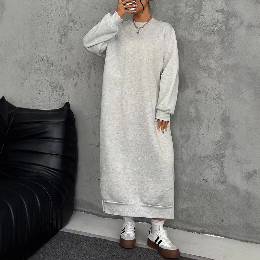 Damen Oversize-Sweatkleid Midilänge mit Seitenschlitzen und Rippbündchen Shop Nory