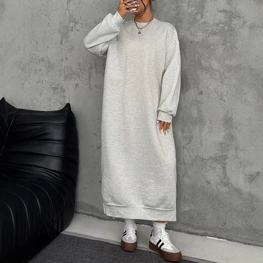 Damen Oversize-Sweatkleid Midilänge mit Seitenschlitzen und Rippbündchen Shop Nory