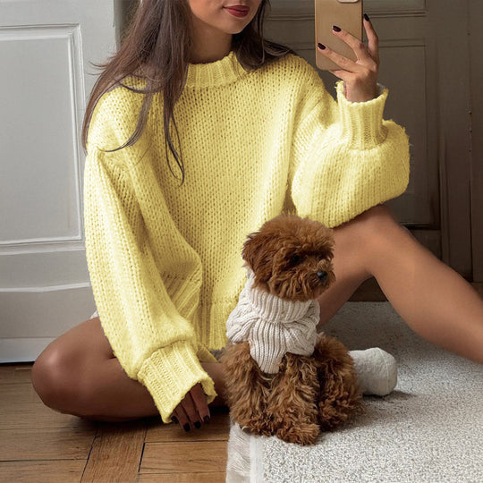 Damen nan oversized Grobstrickpullover mit Rundhalsausschnitt und gerippten Abschlüssen Shop Nory