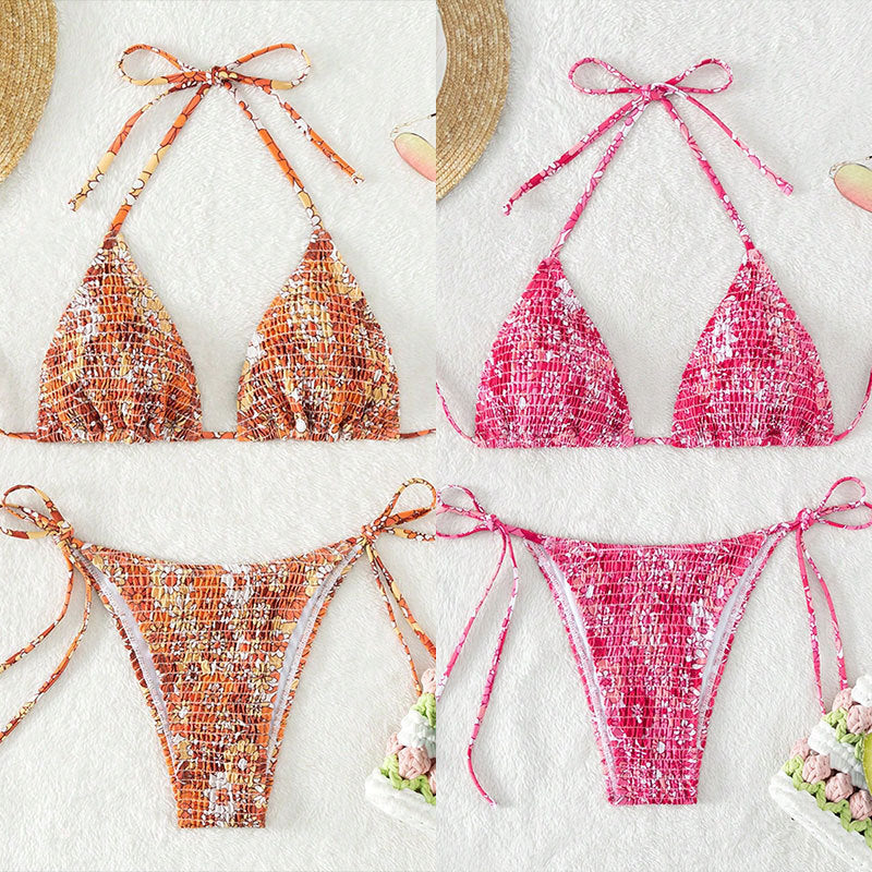 Damen Triangel-Bikini mit trendigem Rüschendesign