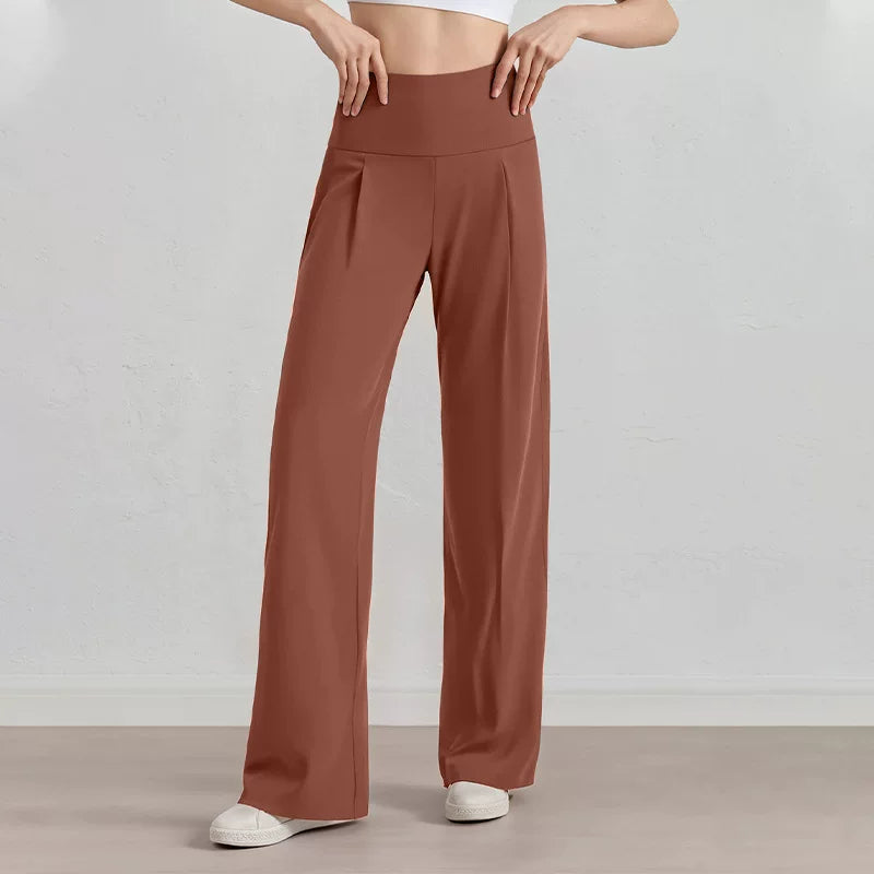 Damen Komfort-Faltenhose mit hohem Bund.