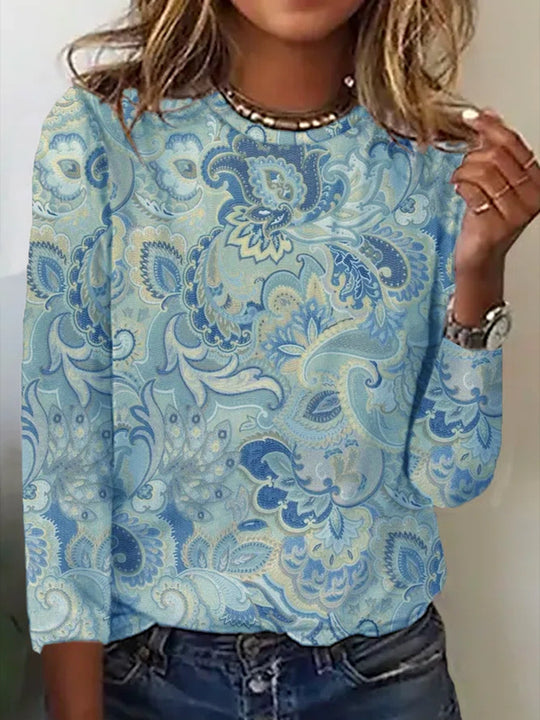 Damen Langärmeliges Oversize-Sweatshirt mit abstraktem Aquarell-Mosaikprint Shop Nory