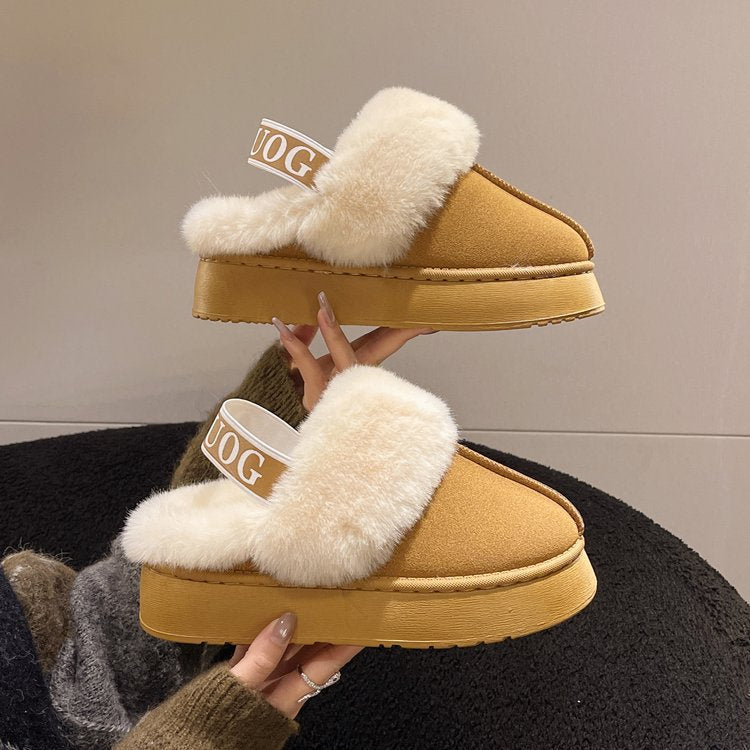 Damen Pelzgefütterte Slingback‑Pantoletten mit elastischem Markenriemen und leichter Plateausohle Shop Nory