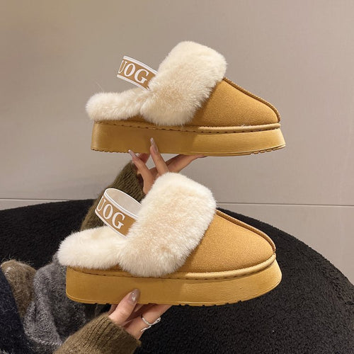 Damen Pelzgefütterte Slingback‑Pantoletten mit elastischem Markenriemen und leichter Plateausohle Shop Nory