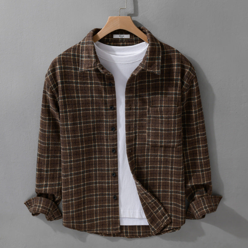 Herren Lockeres Flanell-Hemdjacken-Overshirt mit weichem Griff und aufgesetzter Brusttasche Shop Nory