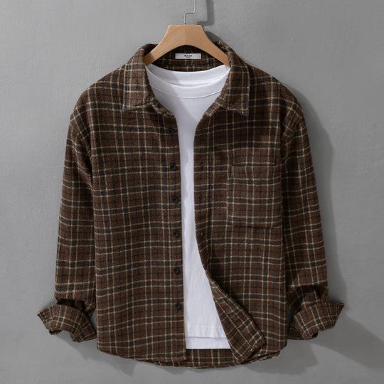 Herren Lockeres Flanell-Hemdjacken-Overshirt mit weichem Griff und aufgesetzter Brusttasche Shop Nory