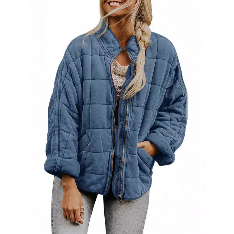 Damen Steppjacke im Oversized Schnitt mit Stehkragen und verdecktem Reißverschluss Shop Nory