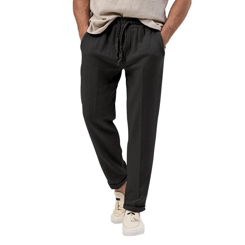 Herren nan entspannte Baumwoll-Musselin-Hose mit elastischem Tunnelzugbund und geradem Bein Shop Nory
