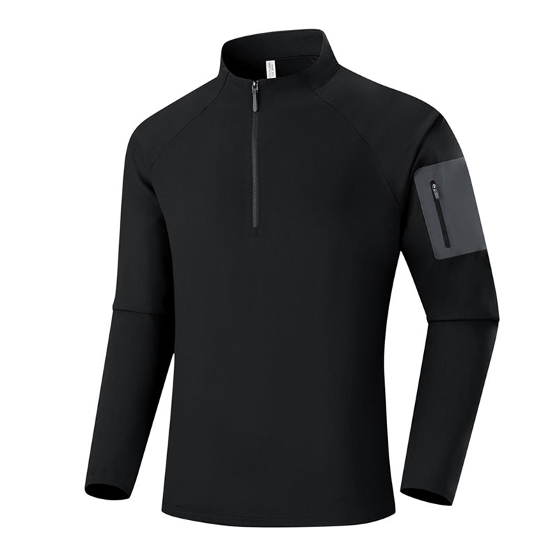 Herren Atmungsaktives Funktions-Langarmshirt mit Stehkragen, 1/4-Reißverschluss und Ärmel-Utility-Tasche Shop Nory