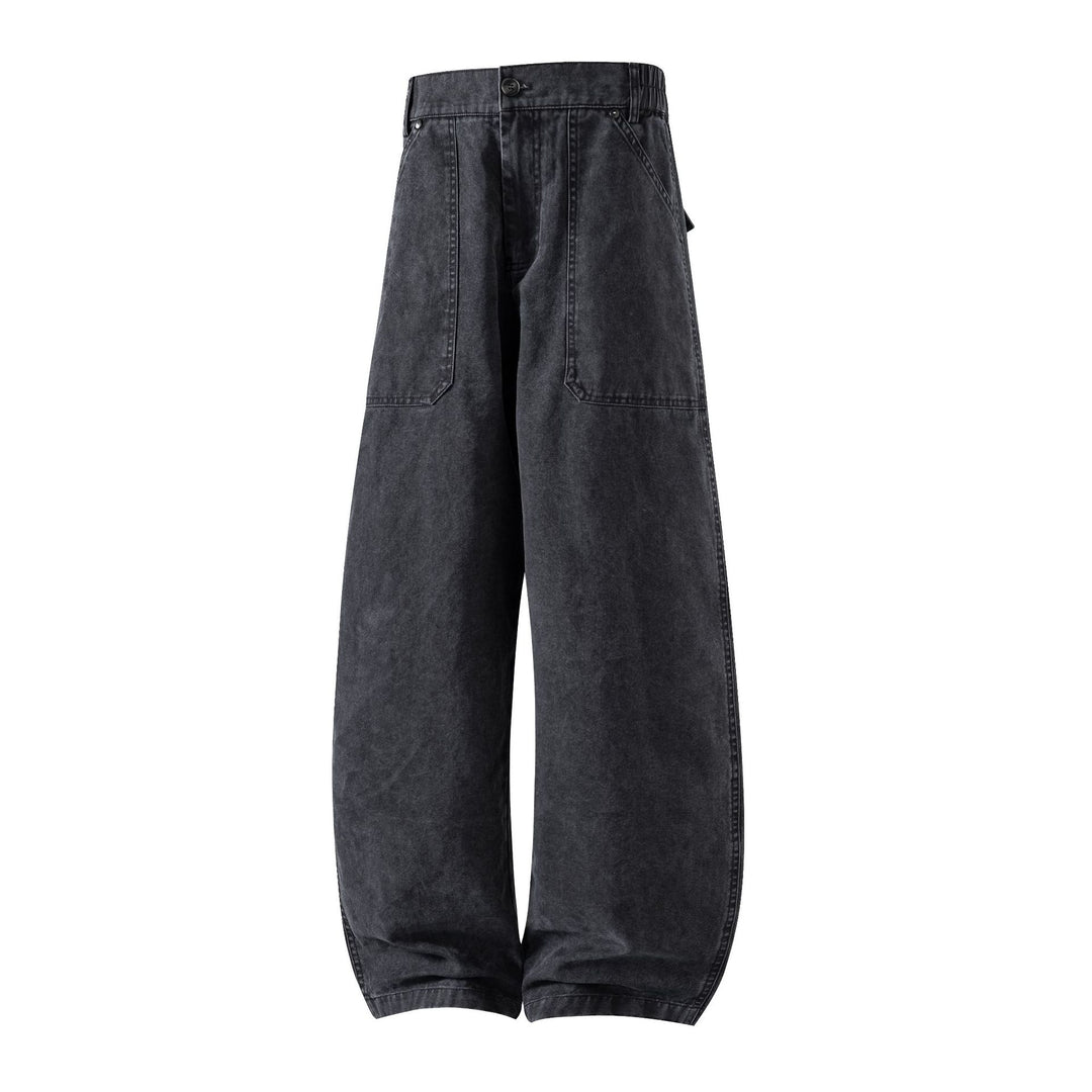 Damen Utility-Denimhose mit hoher Taille, extra weitem Bein und aufgesetzten Taschen Shop Nory