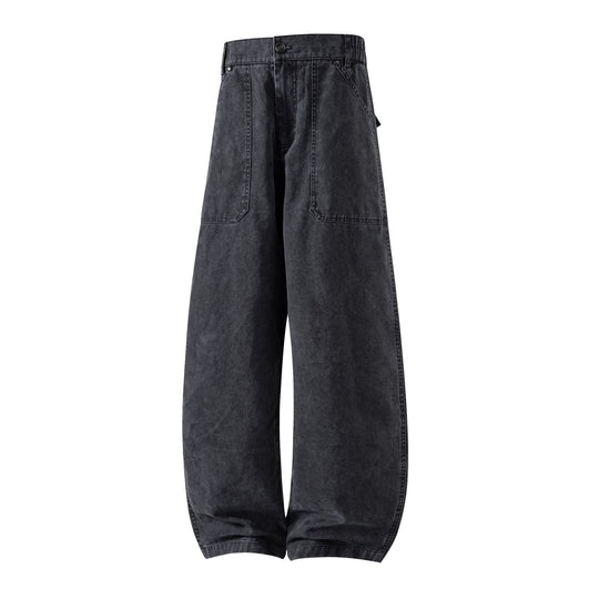 Damen Utility-Denimhose mit hoher Taille, extra weitem Bein und aufgesetzten Taschen Shop Nory
