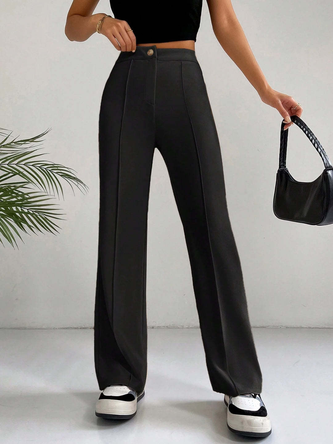 Damen Hochgeschnittene Palazzo-Hose mit Bügelfalte und weitem Bein Shop Nory