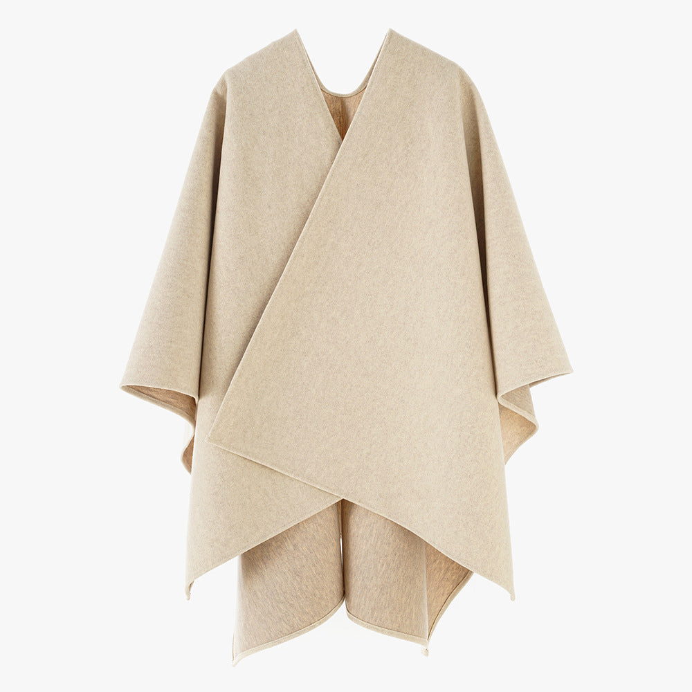 Damen Oversize Filz‑Cape mit Wickeloptik und verdeckter Kantenverarbeitung Shop Nory