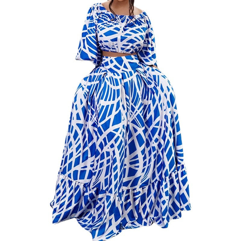 Damen Maxikleid mit überschnittenen Ärmeln und weitem Rock