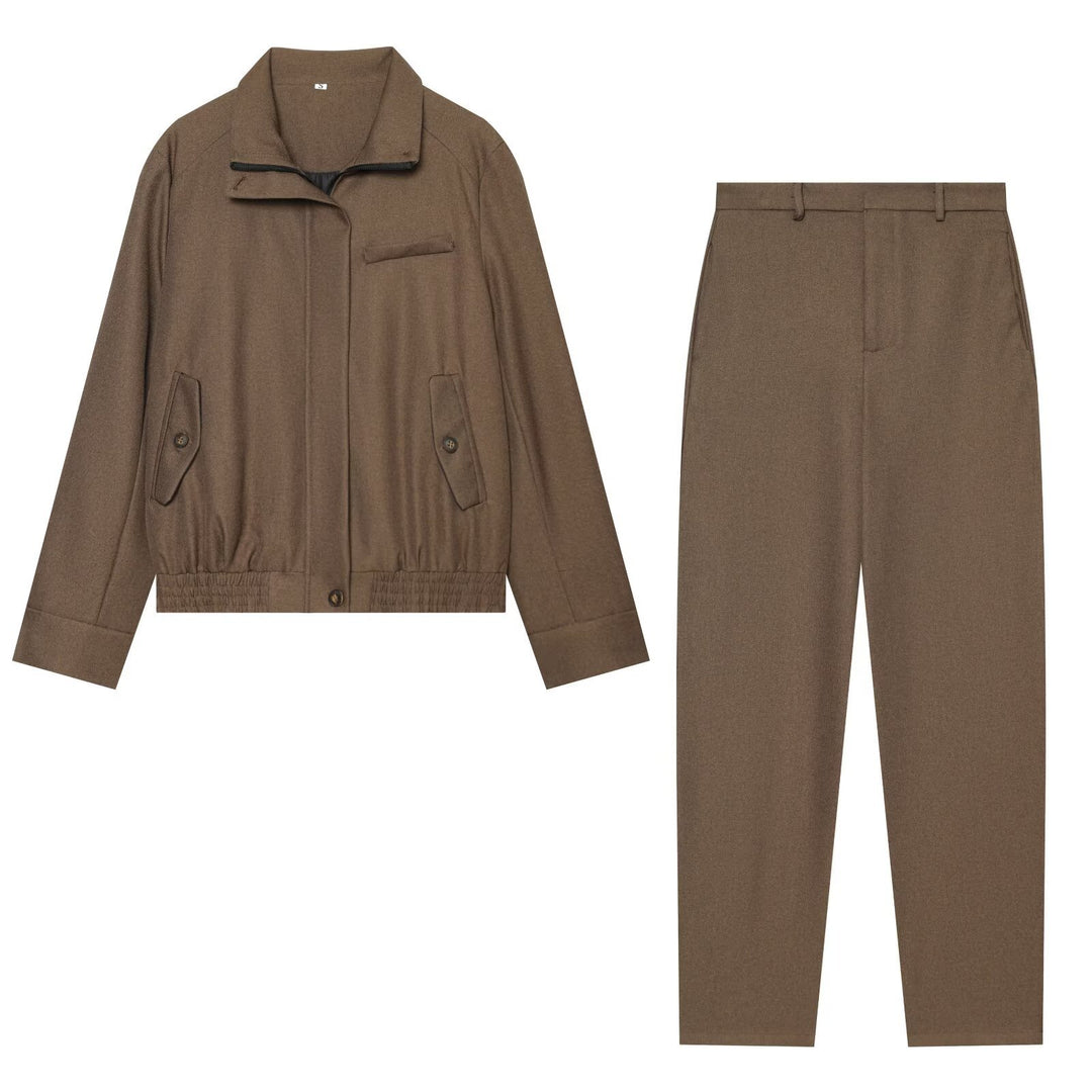 Damen Hochtaillierte konische Wolloptik-Stoffhose mit Bügelfalte und schmaler Knöchelpassform Shop Nory