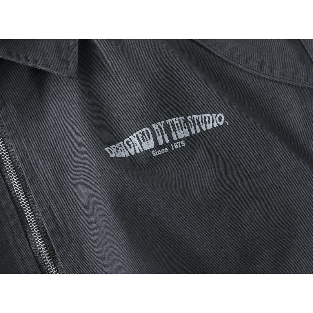 Unisex Boxy-Blousonjacke mit Hemdkragen, Zwei-Wege-Reißverschluss und elastischem Bund Shop Nory