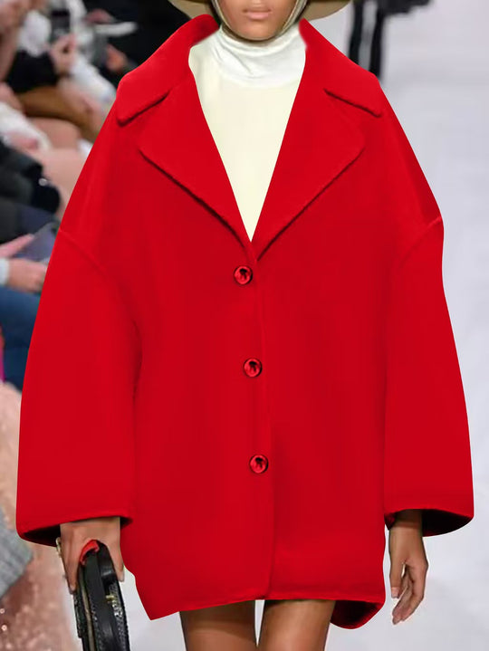 Damen Oversize-Kurzmantel mit weitem Revers und Knopfverschluss Shop Nory