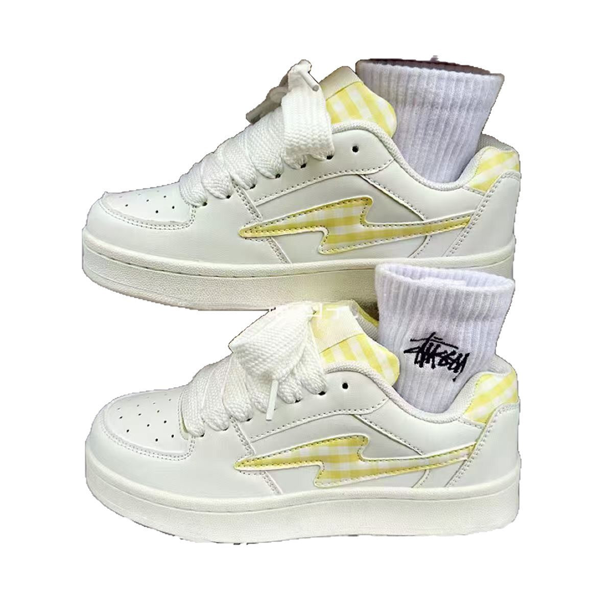 Damen Sneakers im modernen Karo-Design mit atmungsaktiven Materialien