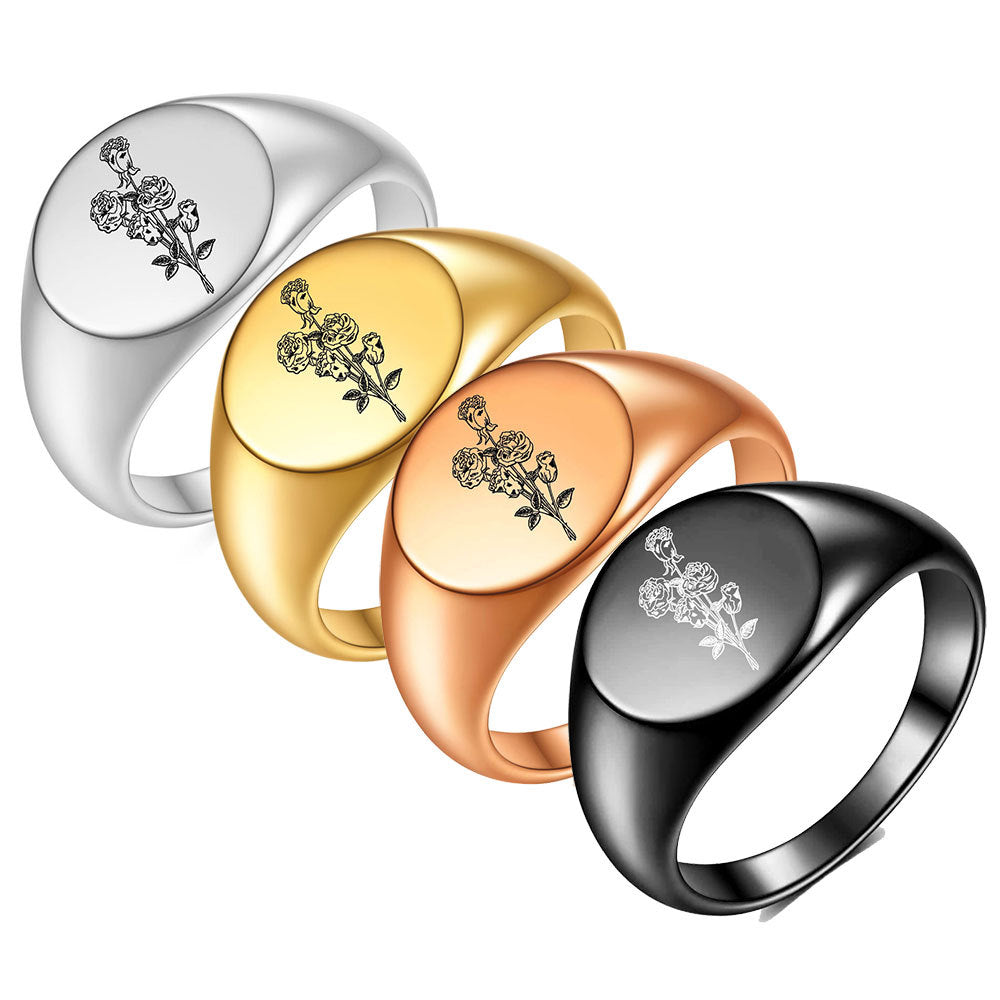Damen Siegelring mit floralem Motiv und verstellbarem Design Shop Nory
