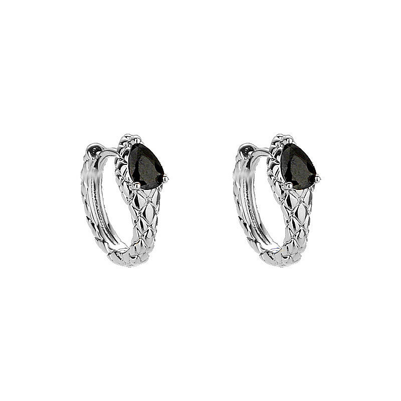 Damen Ohrringe mit geflochtenem Design und edlem schwarzen Stein Shop Nory