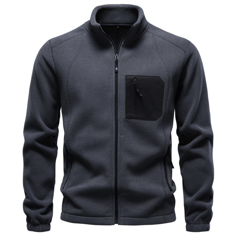 Herren Outdoor-Fleecejacke mit Stehkragen und Reißverschluss-Brusttasche Shop Nory