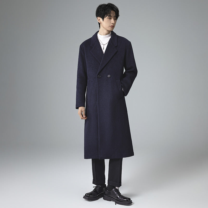 Herren Eleganter langer Wollmix-Mantel mit fallendem Schalkragen und cleanem Einreiher Shop Nory