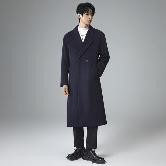 Herren Eleganter langer Wollmix-Mantel mit fallendem Schalkragen und cleanem Einreiher Shop Nory