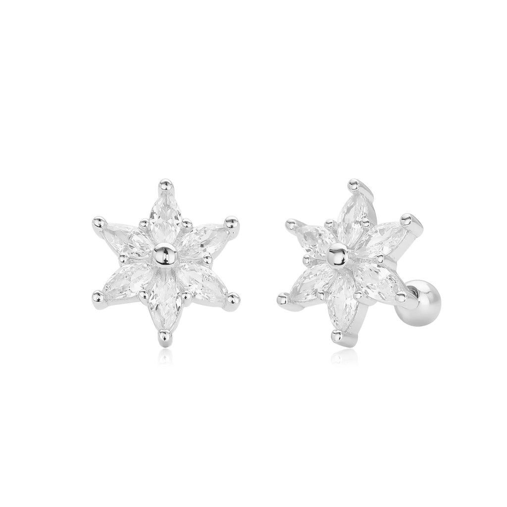 Damen Ohrstecker mit funkelndem Blumenmotiv aus hochwertigem 925 Sterling Silber Shop Nory