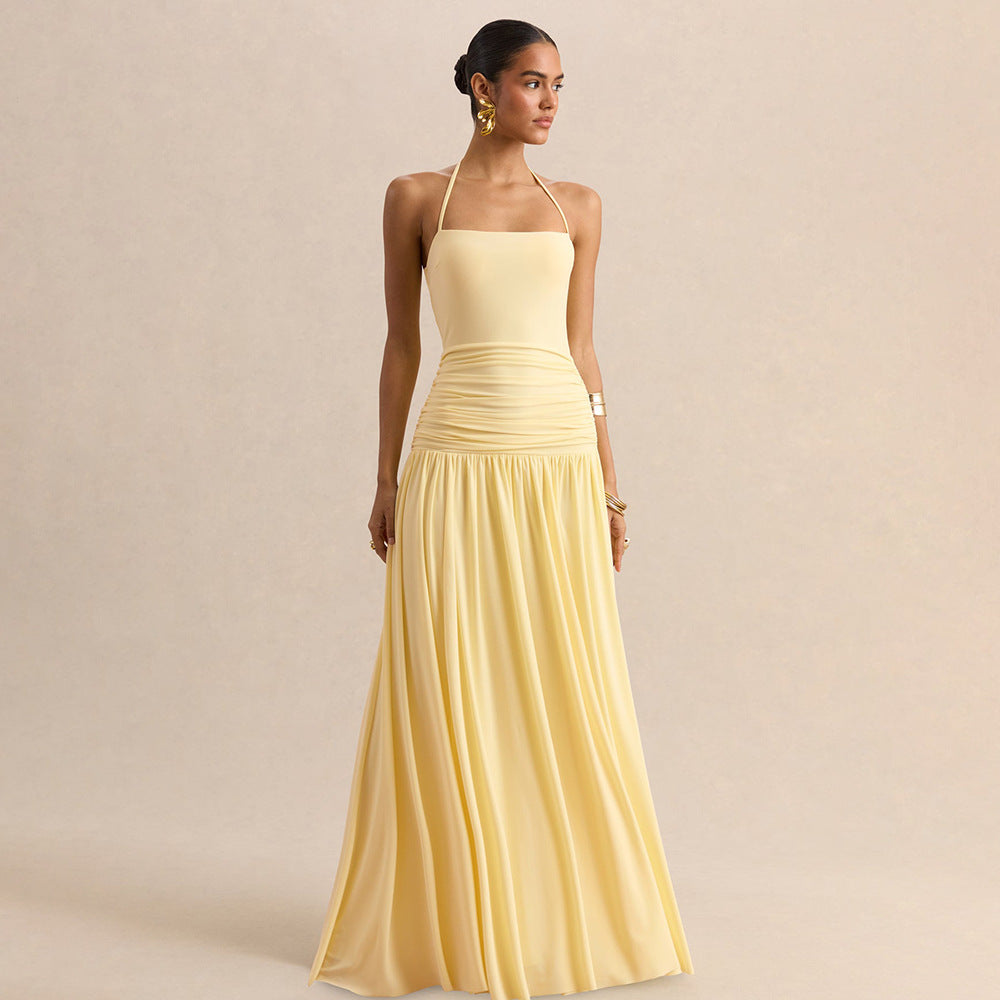 Damen Elegantes Maxikleid mit rüschiertem Oberteil und zarter Silhouette Shopnory