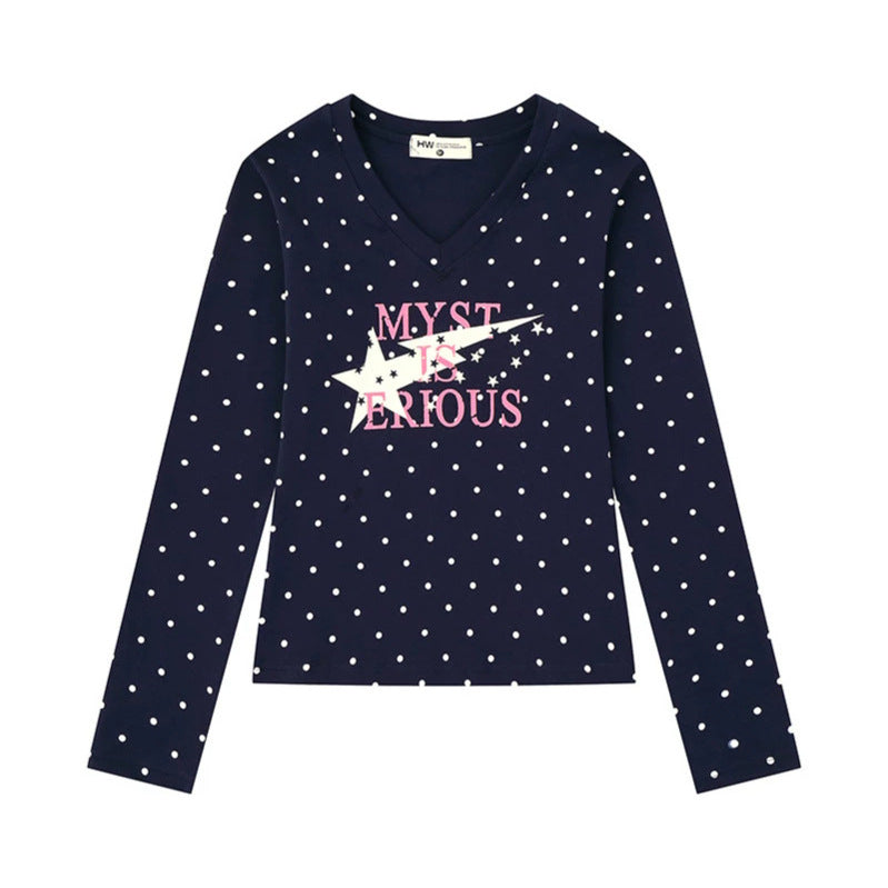 Damen Langarmshirt aus Baumwolljersey mit Pünktchenmuster und Statement-Sternprint Shop Nory