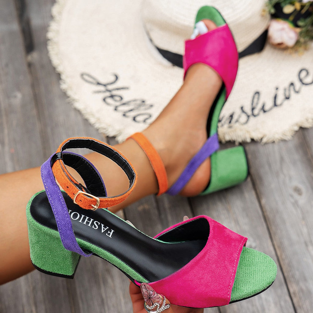 Damen Elegante Sandalen mit verstellbarem Riemen und blockiertem Absatz