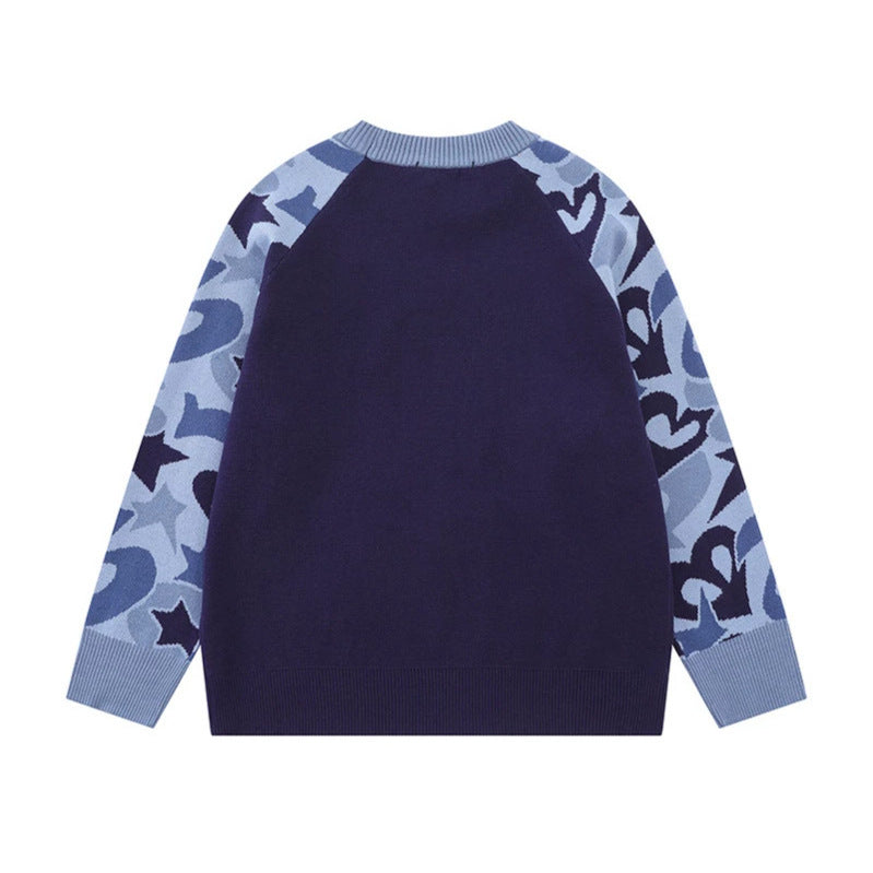 Damen Strickpullover mit Raglanärmeln, Statement-Jacquardärmeln und geripptem Saum Shop Nory