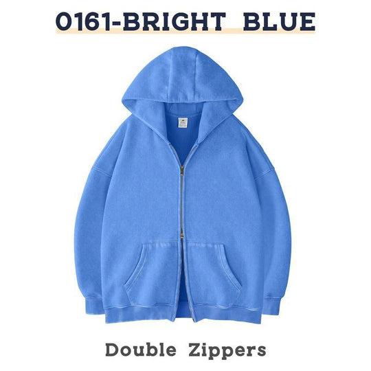 Unisex Oversized Kapuzenjacke mit Doppelreißverschluss und Kängurutaschen Shop Nory