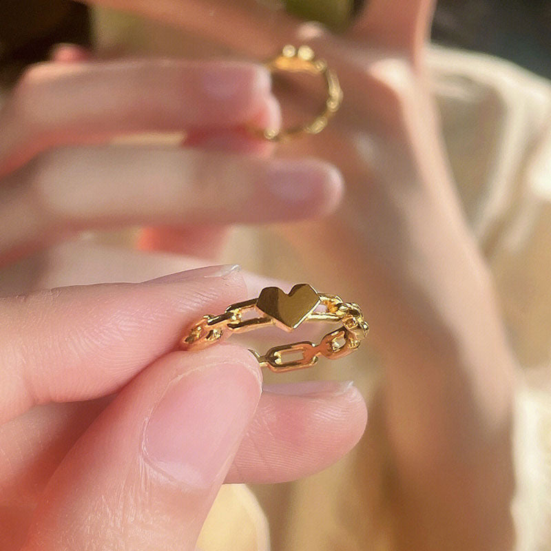 Damen filigraner Ring mit Herzmotiv und offenem Design Shop Nory