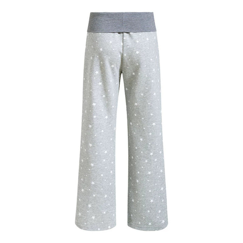 Damen Lounge-Hose mit weitem Bein, hohem Rippbund und Sternenprint Shop Nory