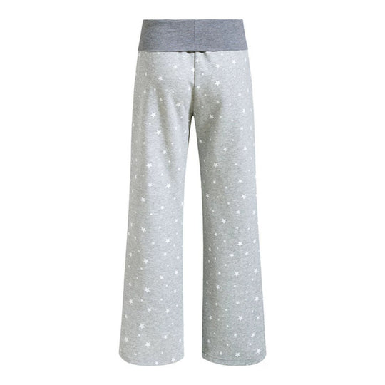 Damen Lounge-Hose mit weitem Bein, hohem Rippbund und Sternenprint Shop Nory