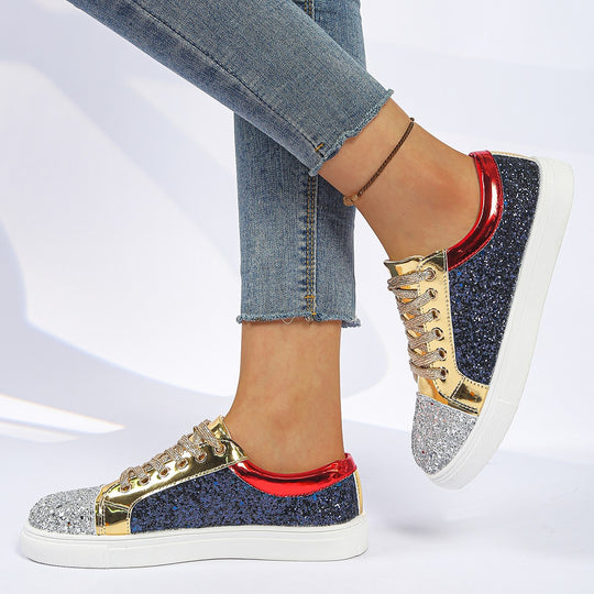 Damen Glitzer-Sneaker mit Metallic‑Einsätzen und gepolsterter Plateausohle Shop Nory