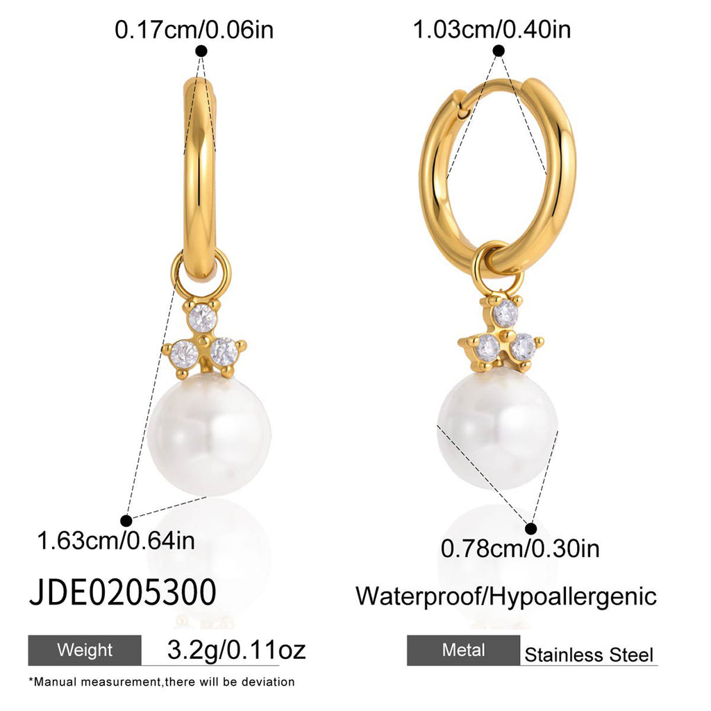 Damen Ohrhänger mit eleganter Perlen- und Zirkonia-Applikation Shop Nory