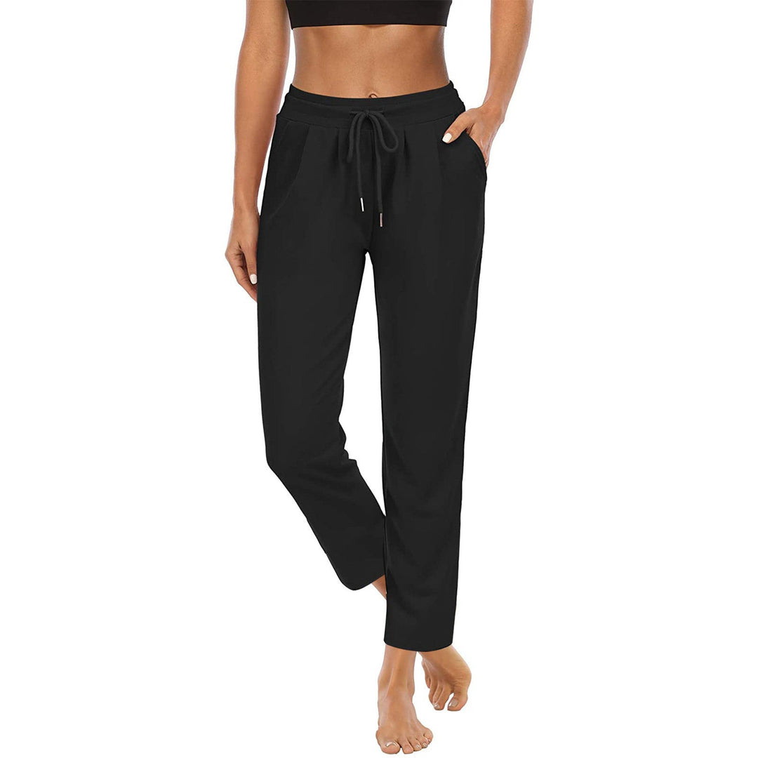 Damen bequeme Freizeithose mit elastischem Bund und seitlichen Taschen Shopnory