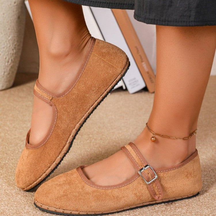 Damen Mocassins mit verstellbarem Riemen und weichem Obermaterial Shopnory