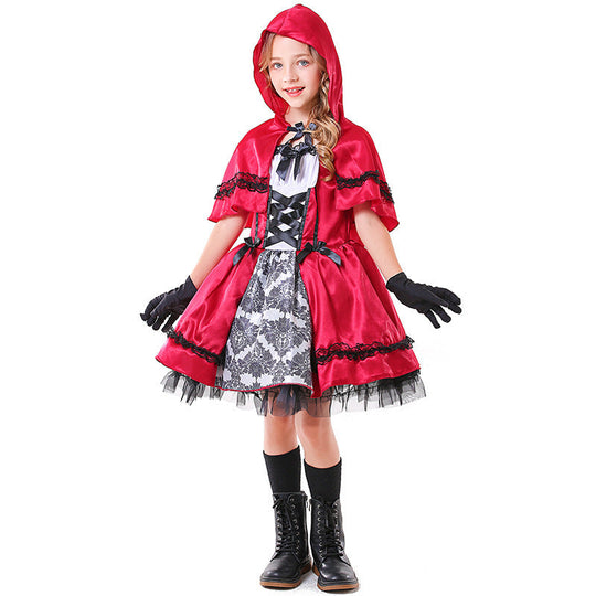 Mädchen Märchenhaftes Rotkäppchen Kostüm mit elegantem Tüllrock und detailverliebtem Umhang Shop Nory