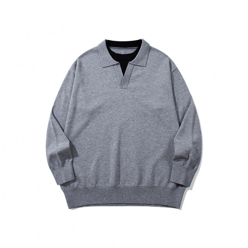 Unisex Oversize-Feinstrickpullover mit offenem Henley-Ausschnitt und kontrastiertem Innenkragen Shop Nory
