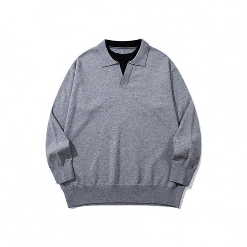 Unisex Oversize-Feinstrickpullover mit offenem Henley-Ausschnitt und kontrastiertem Innenkragen Shop Nory